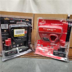 AS-IS Milwaukee M12 12-Volt Lithium-Ion XC Battery Pack 4.0 Ah and Charger Starter Kit (2 PACK)