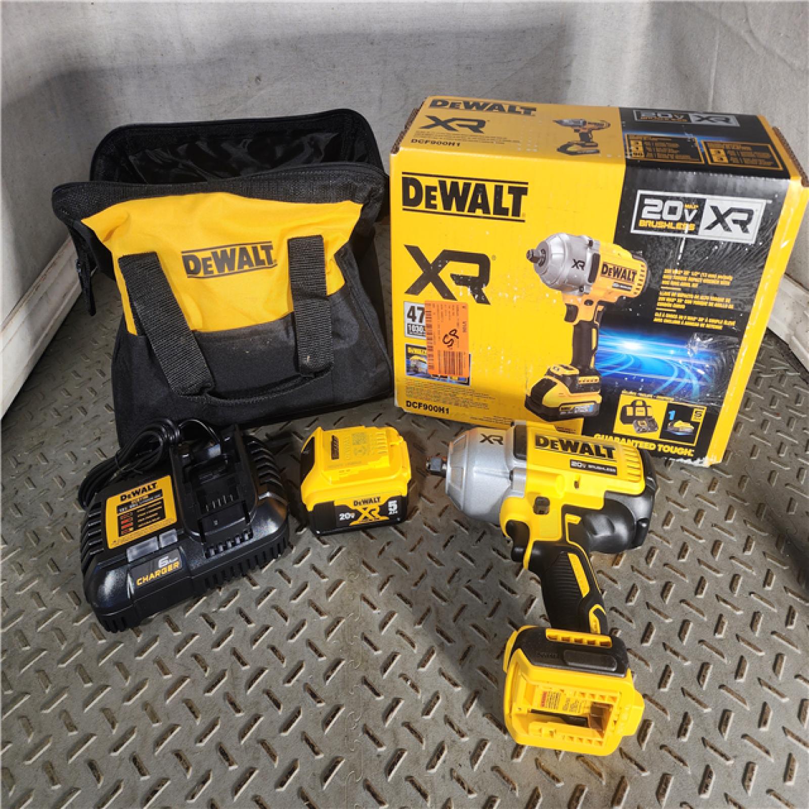 HOUSTON LOCATION - AS-IS (APPEARS LIKE NEW) DeWalt DCF900H1 20V MAX* XR 1/2 in. High Torque Impact Wrench with Hog Ring Anvil and POWERSTACK 5.0Ah Battery