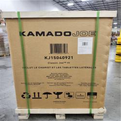 DALLAS LOCATION NEW! - Kamado Joe Classic Joe III 18 in. Charcoal Grill in Red with Cart, Side Shelves, Grate Gripper, and Ash Tool