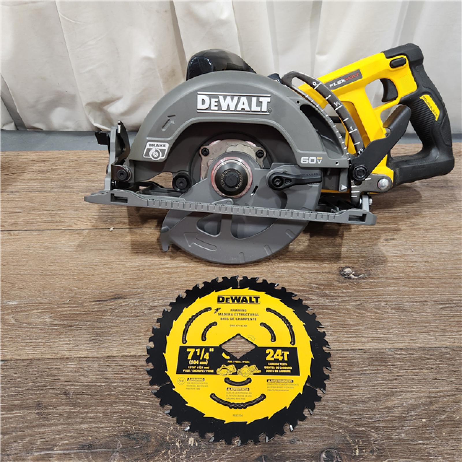 AS-IS DEWALT FLEXVOLT 60V MAX Cordless Brushless 7-1/4 in. Wormdrive Style Circular Saw (Tool Only)