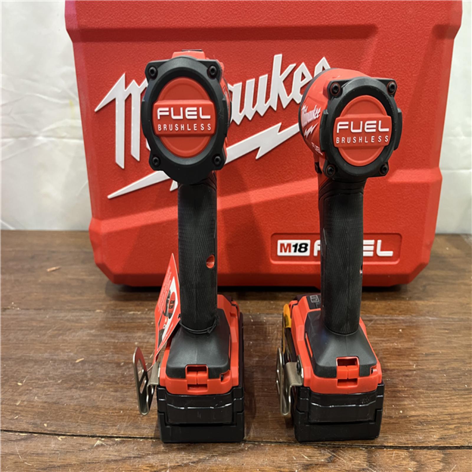 AS-ISMilwaukee M18 FUEL 18V Lithium-Ion Brushless Cordless Hammer Drill and Impact Driver Combo Kit (2-Tool) with 2 Batteries