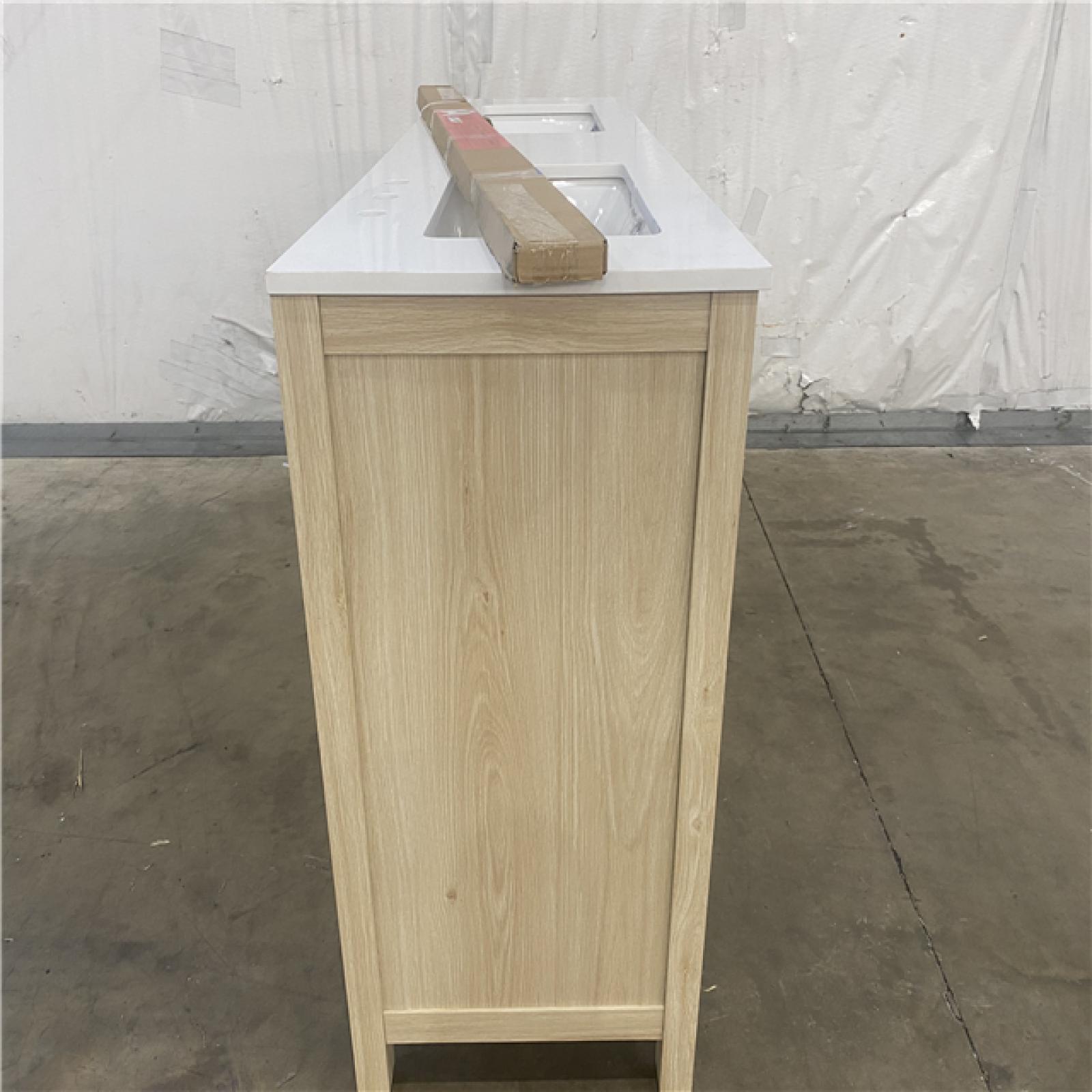 Houston Location - AS-IS Beaufort 60in. Light Birch Wood Bathroom Vanity