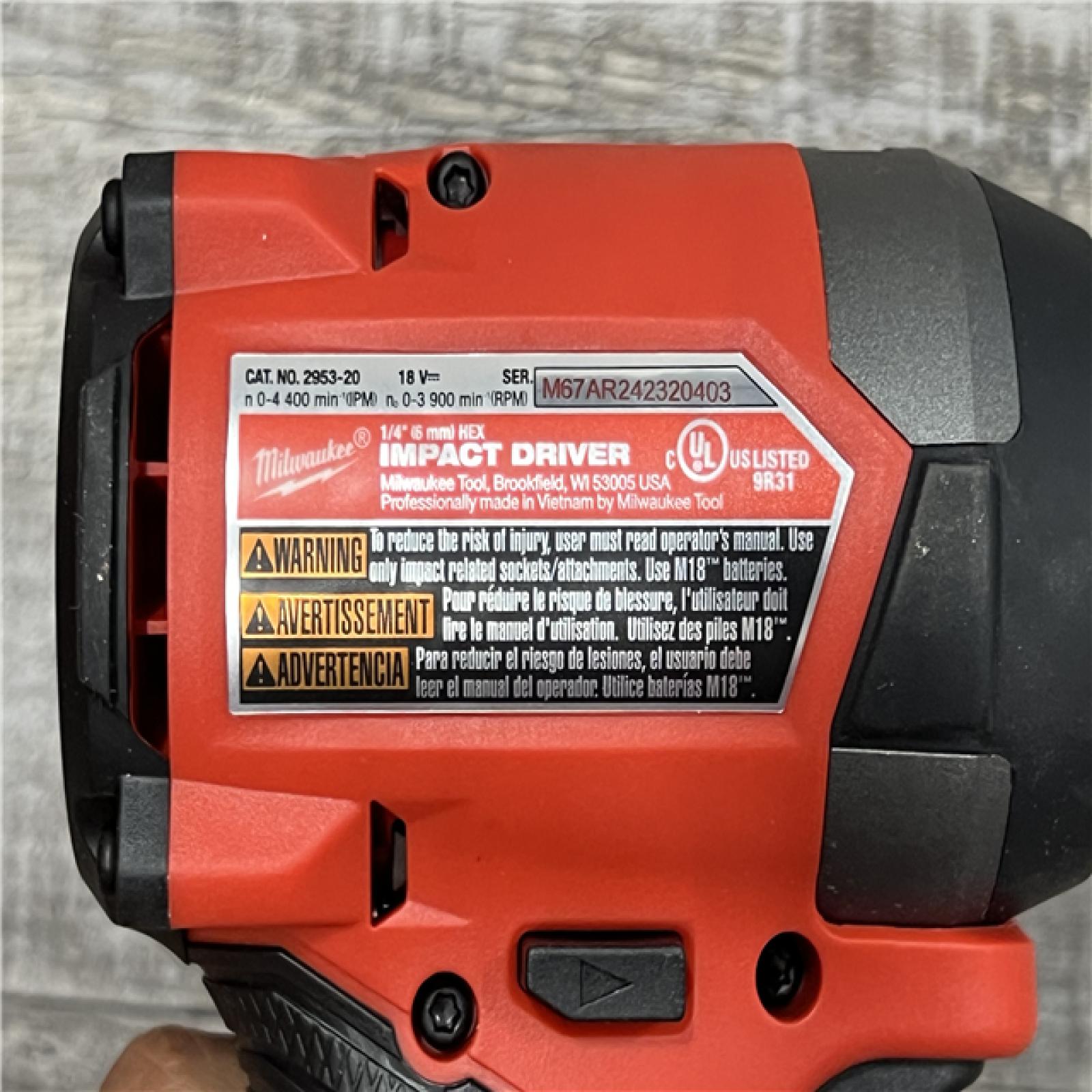 AS-IS Milwaukee 2953-20 18V Lithium-Ion Brushless Cordless 1/4   Hex Impact Driver Bare Tool  Red