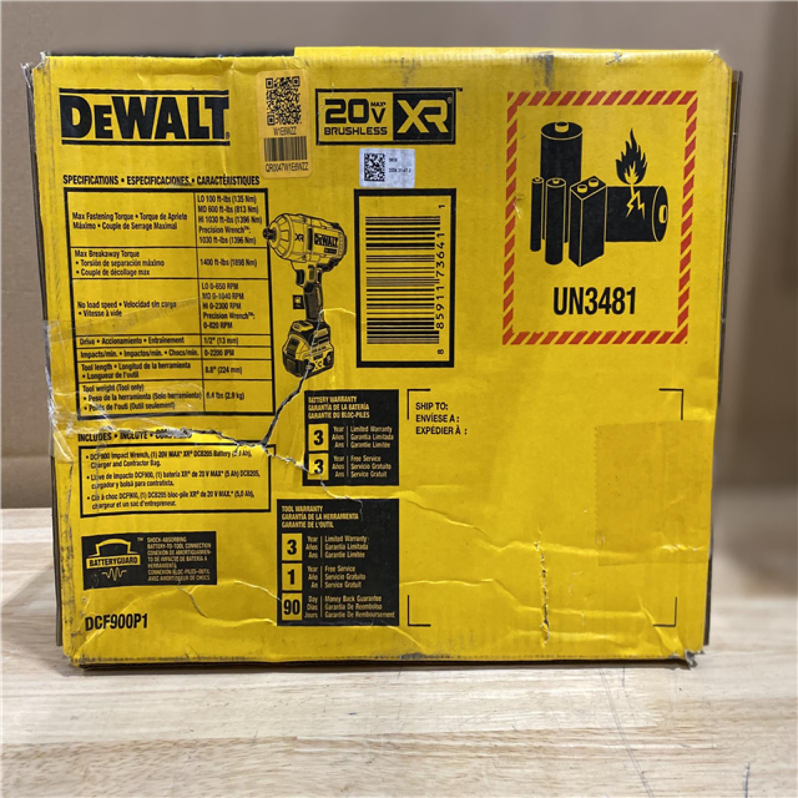 NEW! - DEWALT 20V MAX Lithium-Ion Cordless 1/2 in. Impact Wrench Kit