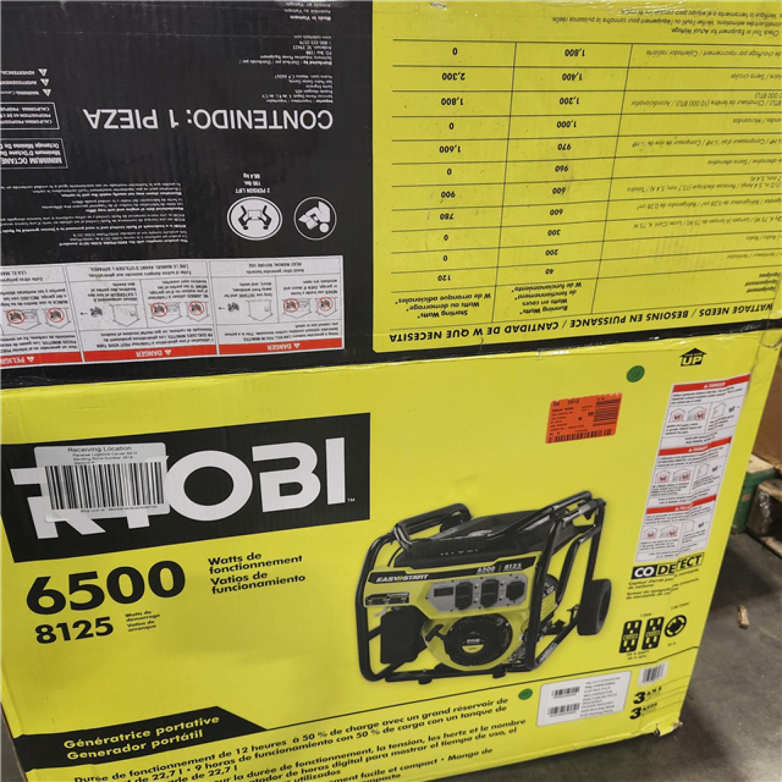 Dallas Location - As-Is RYOBI 6500-Watt Gasoline Portable Generator