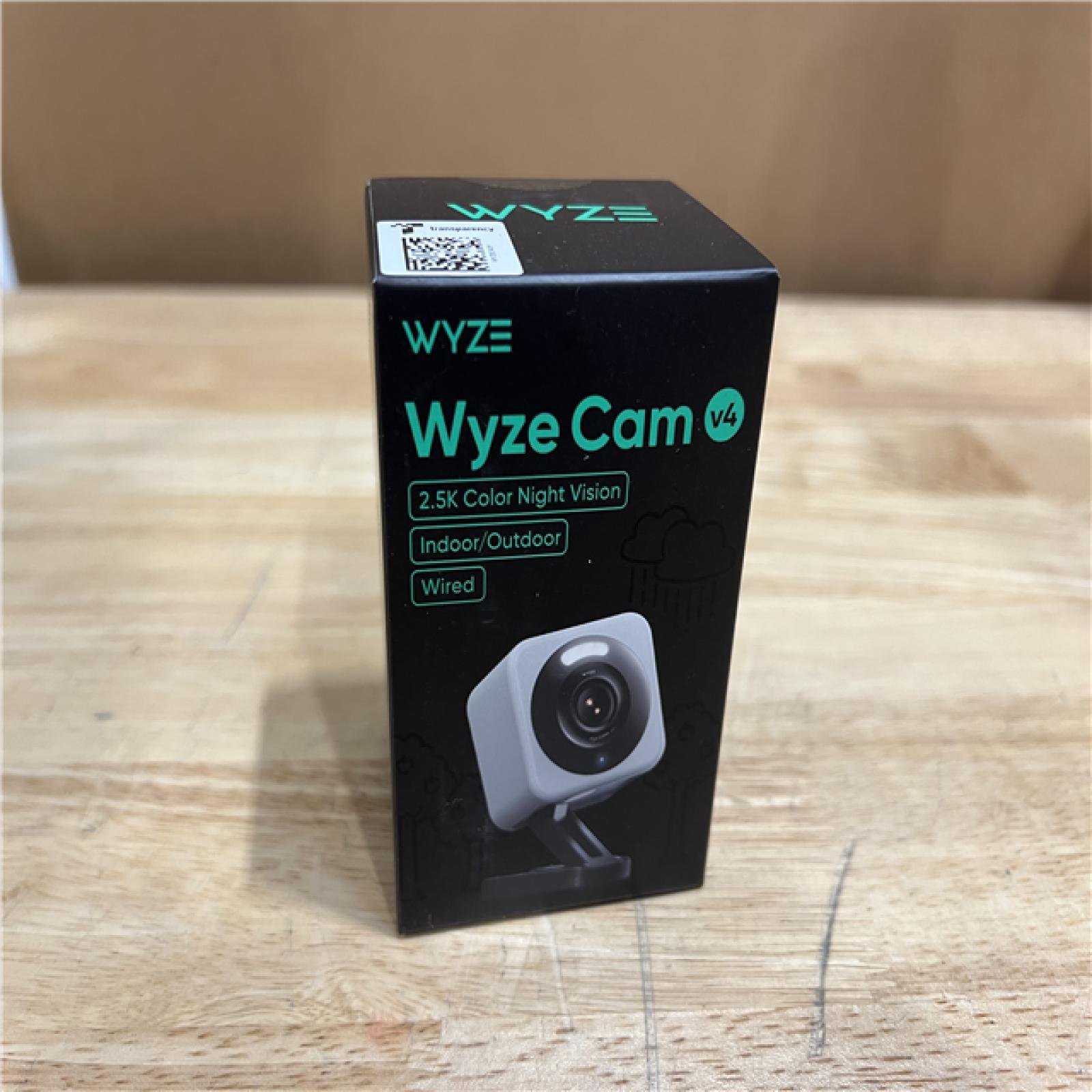 NEW! - Wyze Cam v4 Wi-Fi 2.5K QHD Indoor/Outdoor Plug-In Smart Home Security Camera, Color Night Vision, 2-Way Audio (Gray) -(38 UNITS)