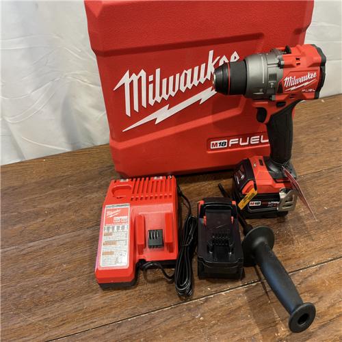 AS-ISMilwaukee 2904-22 Hammer Drill Driver Kit with Batteries  Charger & Tool Case  Red