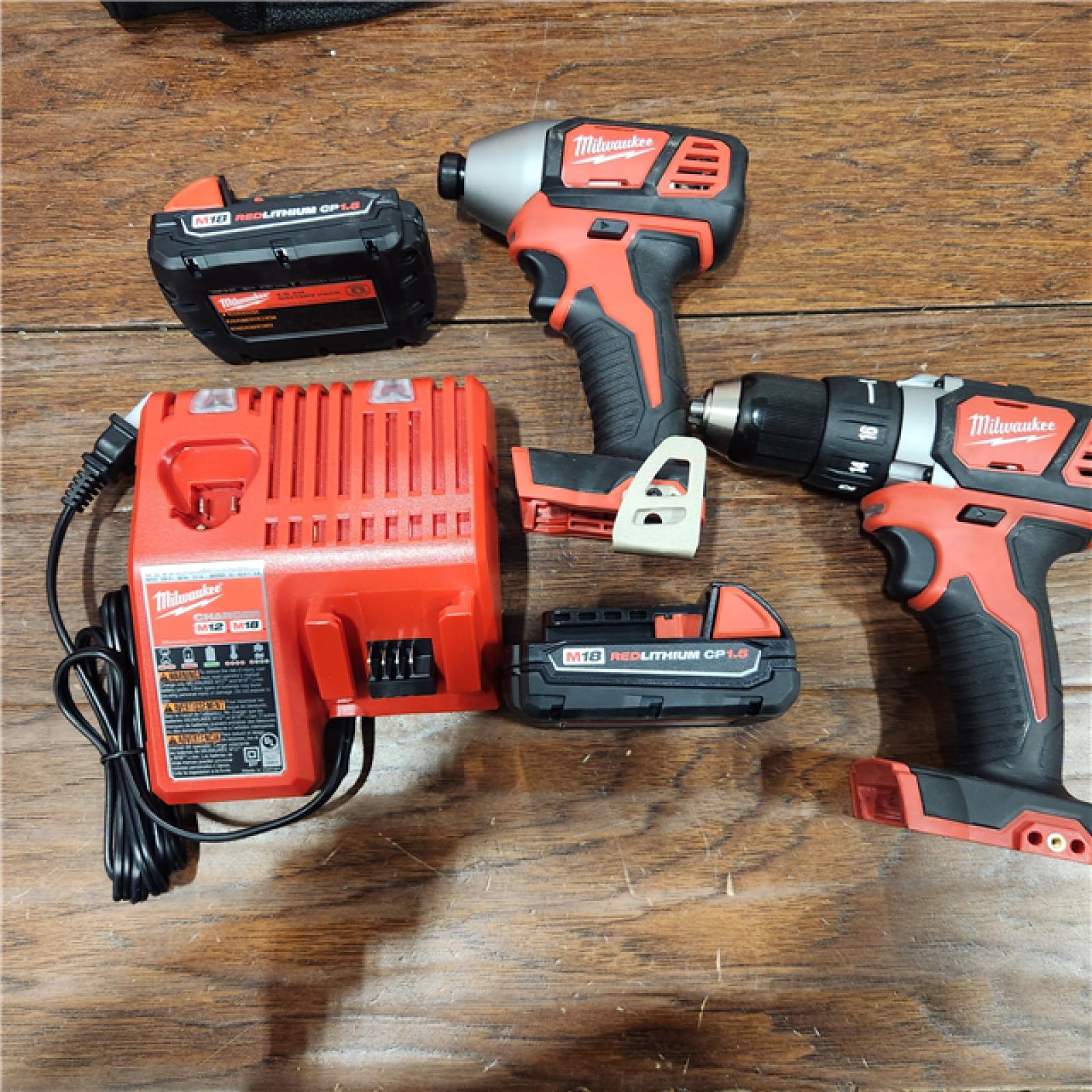 AS-IS Milwaukee M18 18V Cordless Brushed 2 Tool Drill/Driver and Impact Driver Kit