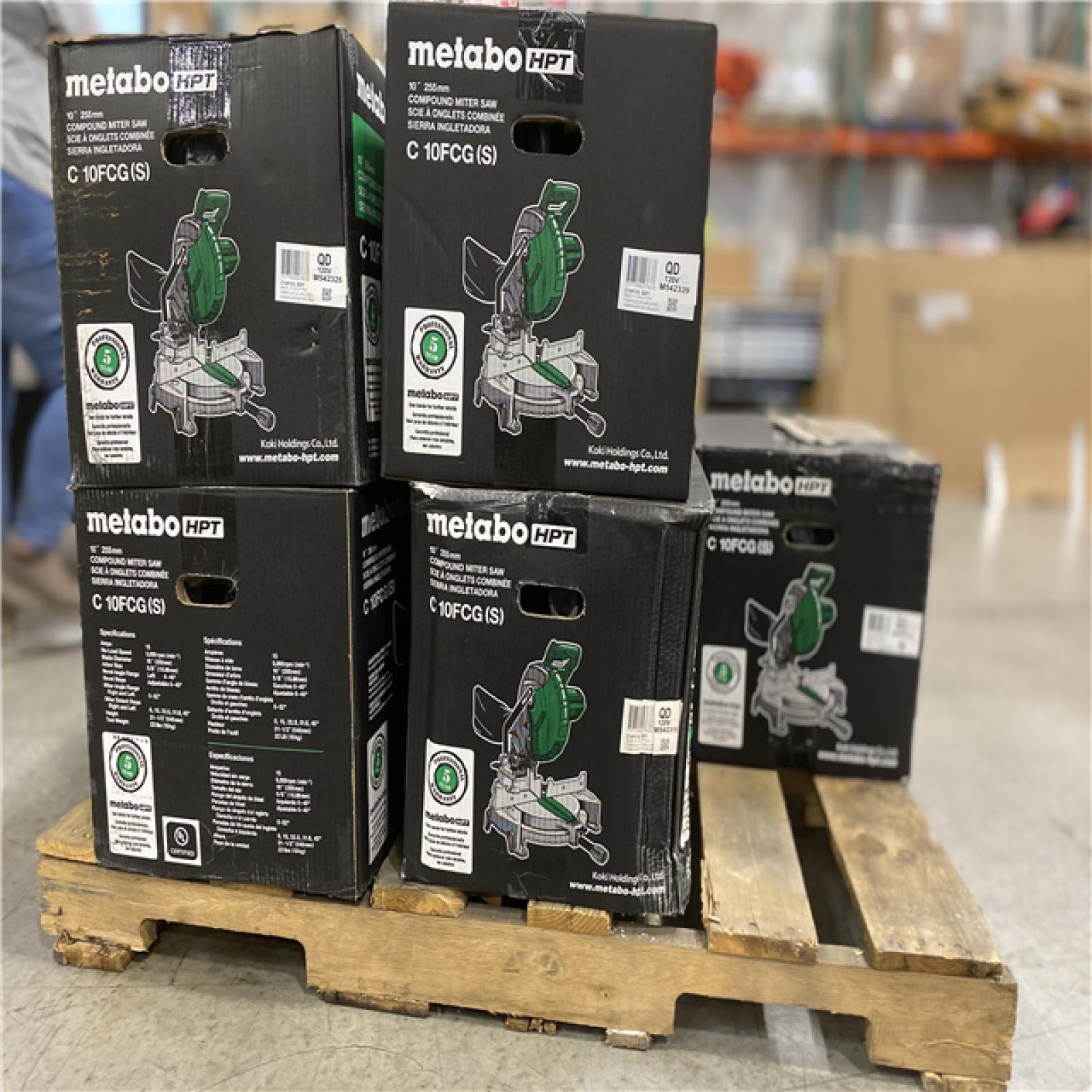 DALLAS LOCATION - Metabo HPT 10-in 15-Amp Single Bevel Compound Corded Miter Saw PALLET - (9 UNITS)