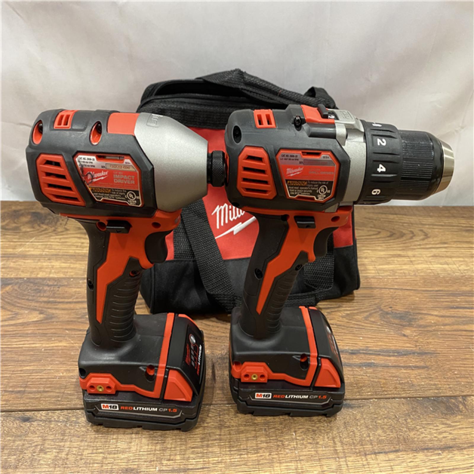 AS IS Milwaukee M18 18V Cordless Brushed 2 Tool Drill/Driver and Impact Driver Kit