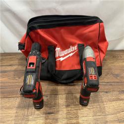 AS IS MILWAUKEE M12 12V Lithium-Ion Cordless Combo Kit (5-Tool) with Two 1.5Ah Batteries, Charger & Tool Bag