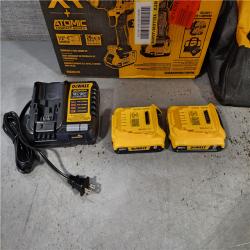 HOUSTON LOCATION - AS-IS DEWALT 20V MAX XR Cordless Drill/Driver, ATOMIC Impact Driver 2 Tool Combo Kit, (2) 2.0Ah Batteries, Charger, and Bag