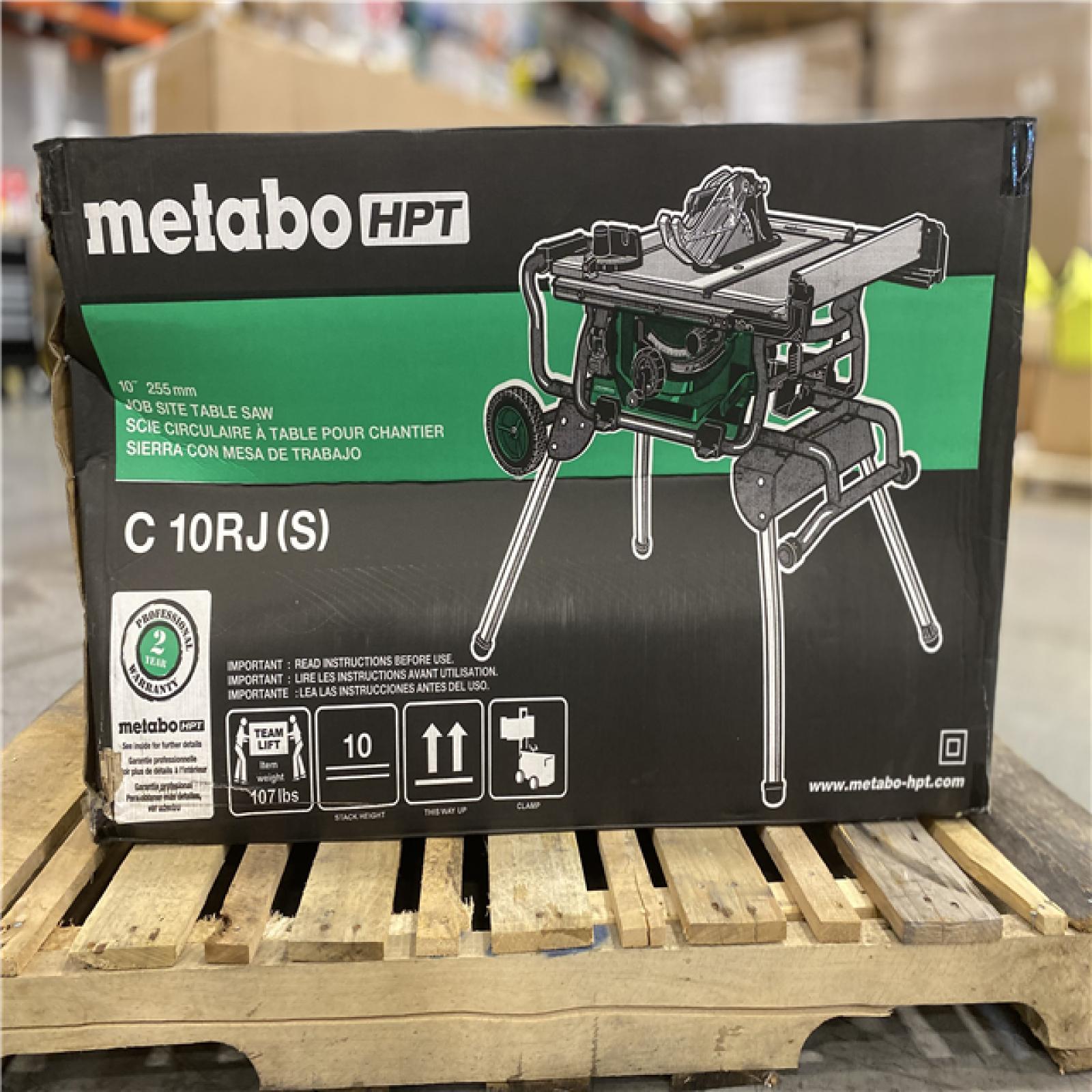 DALLAS LOCATION- Metabo HPT 10-in 15-Amp Table Saw with Micro Adjust Rip Fence and Caster Platform - 10 inch Jobsite Table Saw