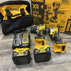 AS-IS DEWALT 20V MAX XR Hammer Drill and ATOMIC Impact Driver 2 Tool Cordless Combo Kit with (2) 4.0Ah Batteries, Charger, and Bag