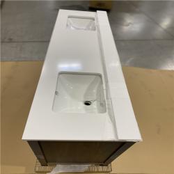 DALLAS LOCATION -Glacier Bay Rory 72 in. Double Sink Walnut Bath Vanity with White Engineered Marble Top (Assembled)