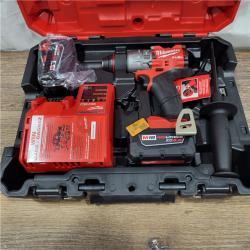 AS-IS Milwaukee 2904-22 Hammer Drill Driver Kit with Batteries  Charger & Tool Case  Red