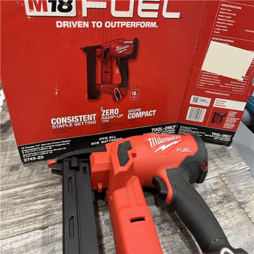 AS-IS MILWAUKEE M18 FUEL 18-Volt Lithium-Ion Brushless Cordless 18-Gauge 1/4 in. Narrow Crown Stapler (Tool-Only)