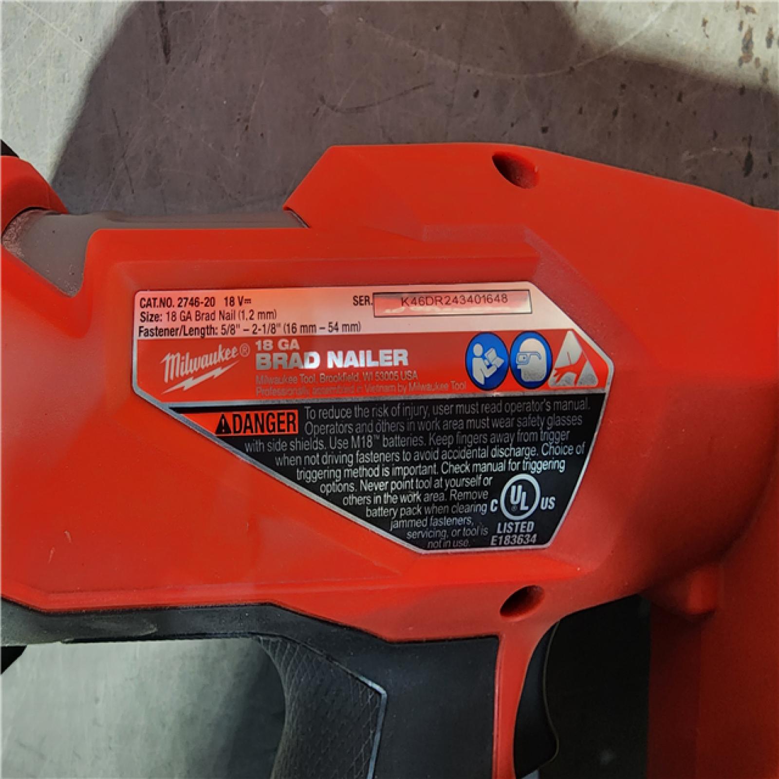 HOUSTON LOCATION - AS-IS Milwaukee M18 Fuel 18V Brushless 18-Gauge Brad Nailer 2746-20 (Bare Tool)