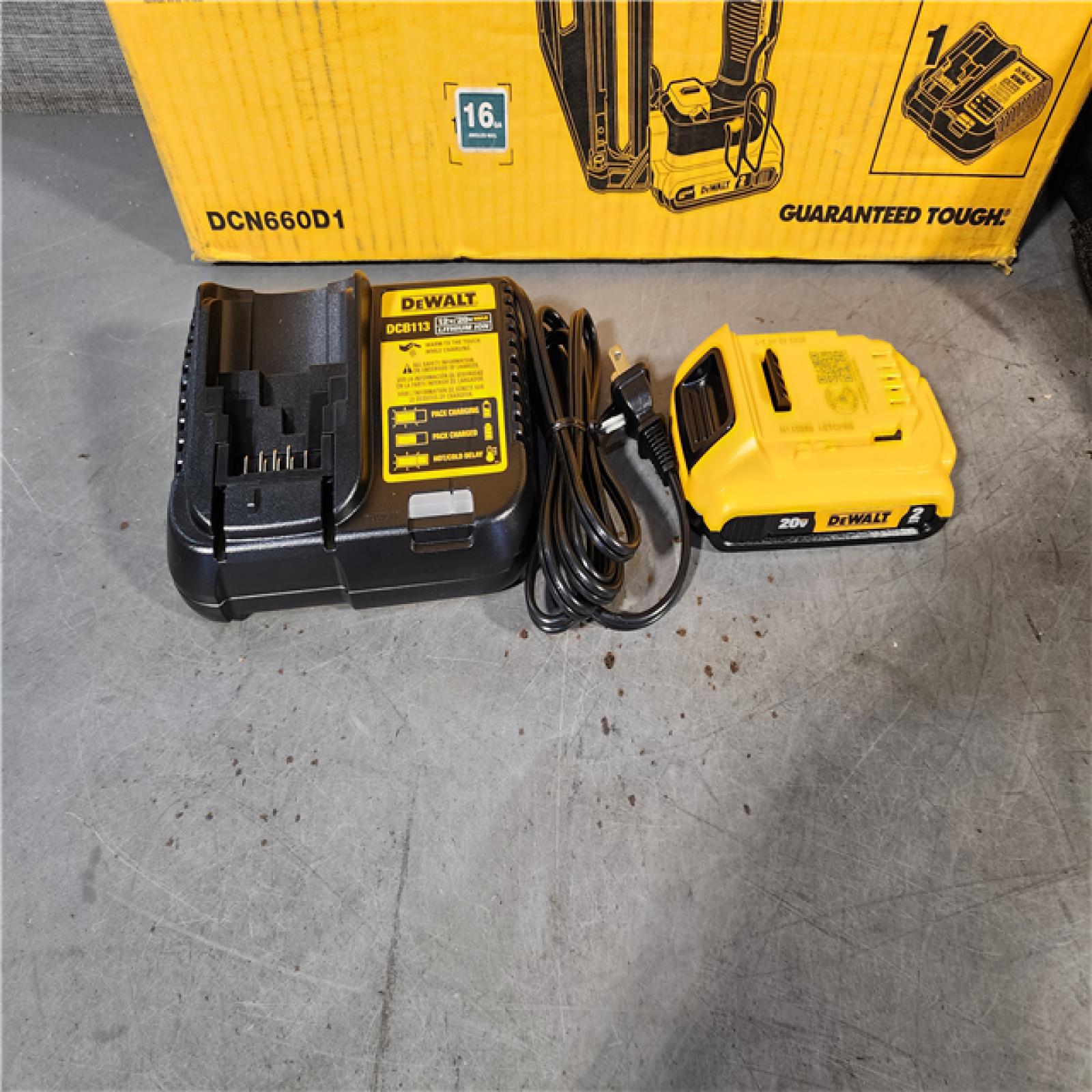 HOUSTON LOCATION - AS-IS DeWalt DCN660D1 20V 16 Gauge Cordless Angled Finish Nailer Kit W/ 2Ah Battery