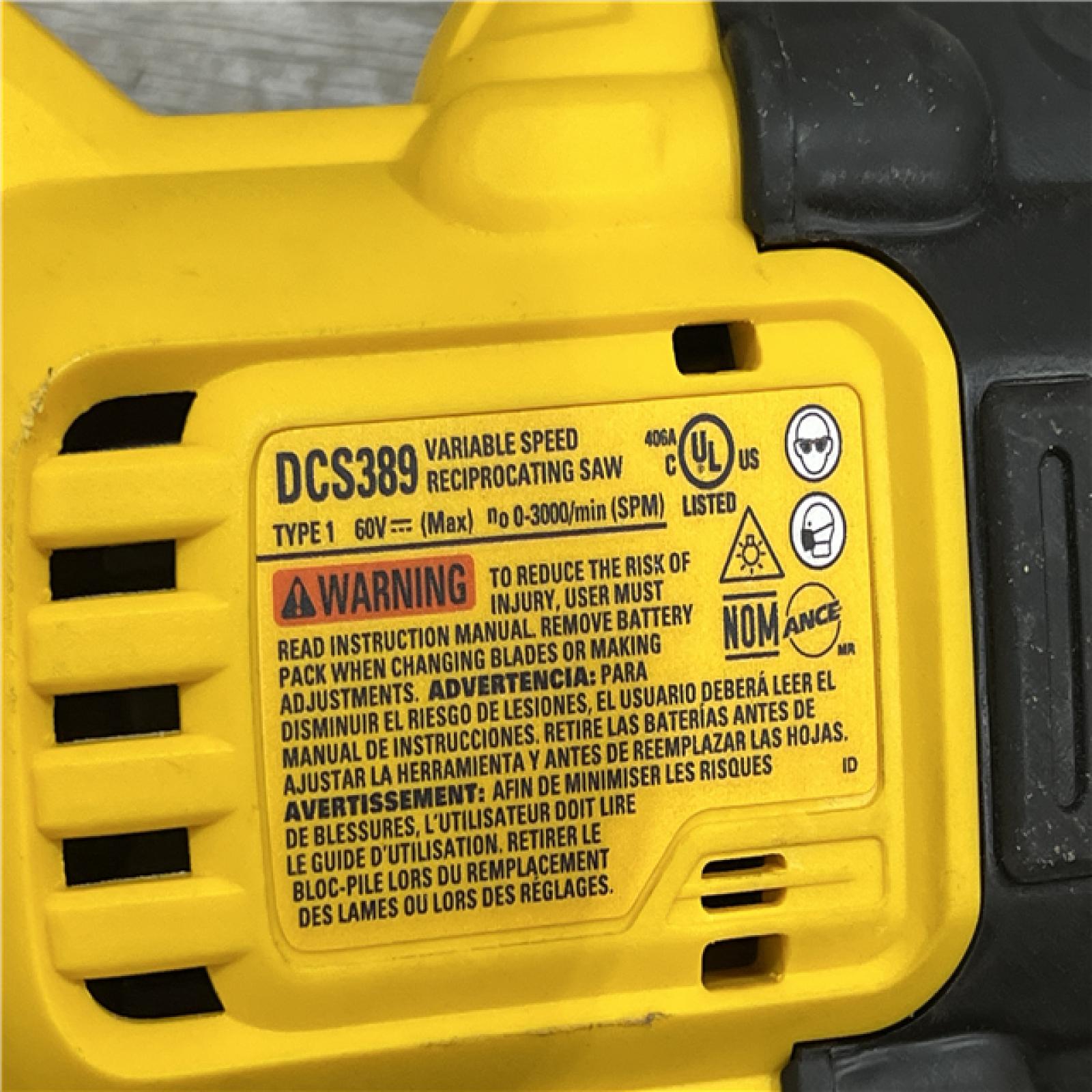 AS-IS DeWalt DCS389B FLEXVOLT 60V MAX Cordless Brushless Reciprocating Saw (Tool-Only)