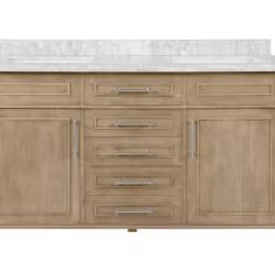 DALLAS LOCATION - Home Decorators Collection Aberdeen 60 in. Double Sink Antique Oak Bath Vanity