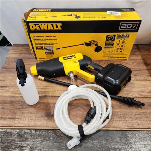 AS-IS DEWALT 20V MAX 550 PSI 1.0 GPM Cold Water Cordless Battery Power Cleaner with 4 Nozzles (Tool Only)