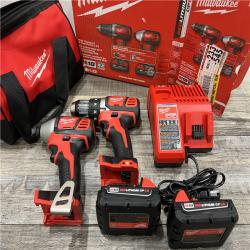 AS-IS Milwaukee M18 18V Cordless Brushed 2 Tool Drill/Driver and Impact Driver Kit