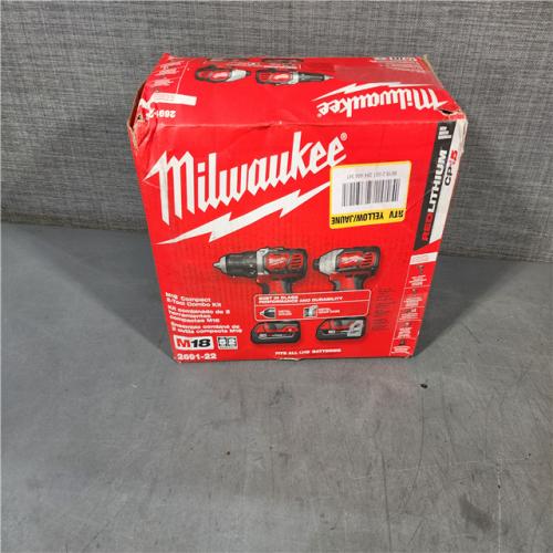 HOUSTON LOCATION - AS-IS Milwaukee M18 18V Cordless Brushed 2 Tool Drill/Driver and Impact Driver Kit