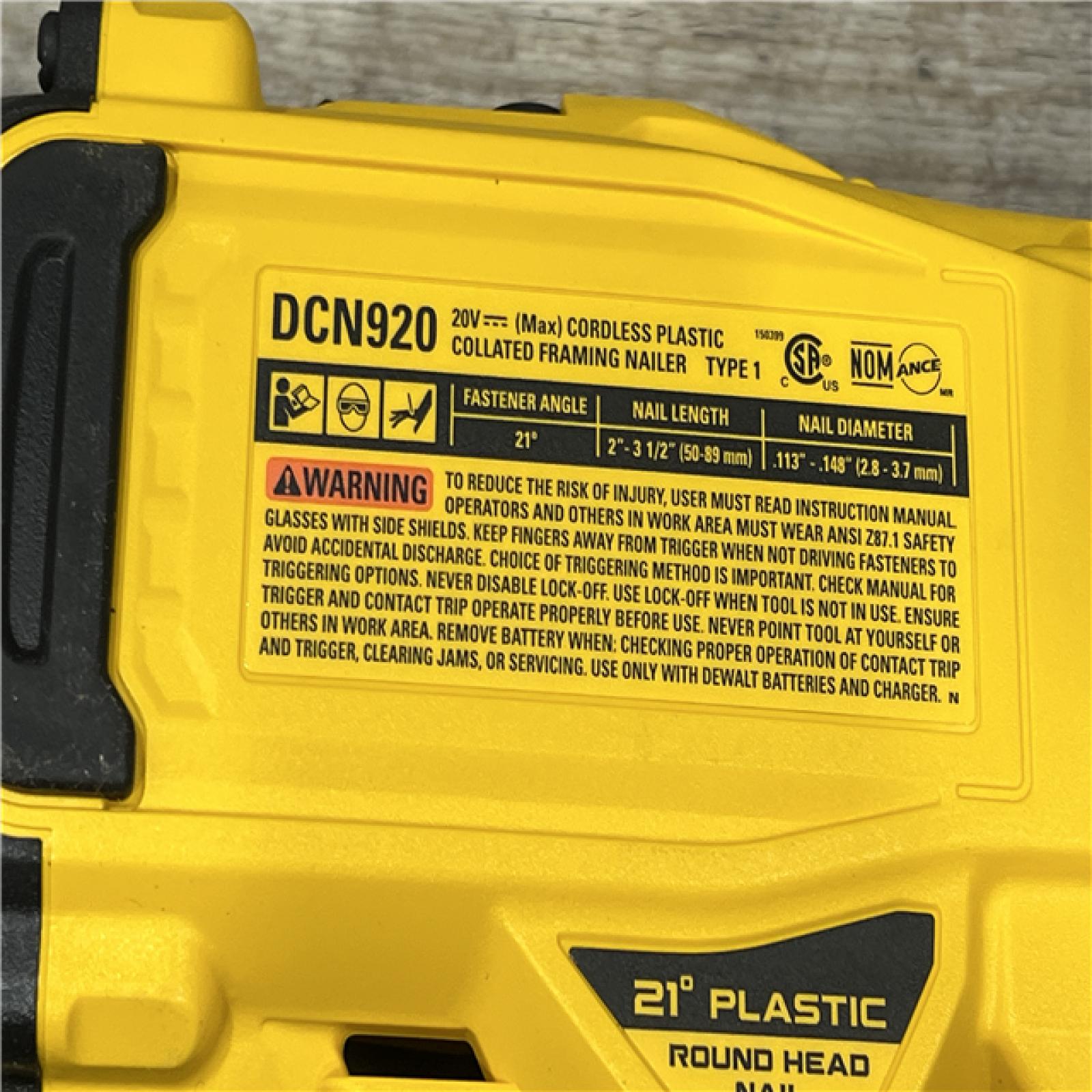 AS-IS DEWALT 20-Volt 21Â° Cordless Framing Nailer (Tool-Only)