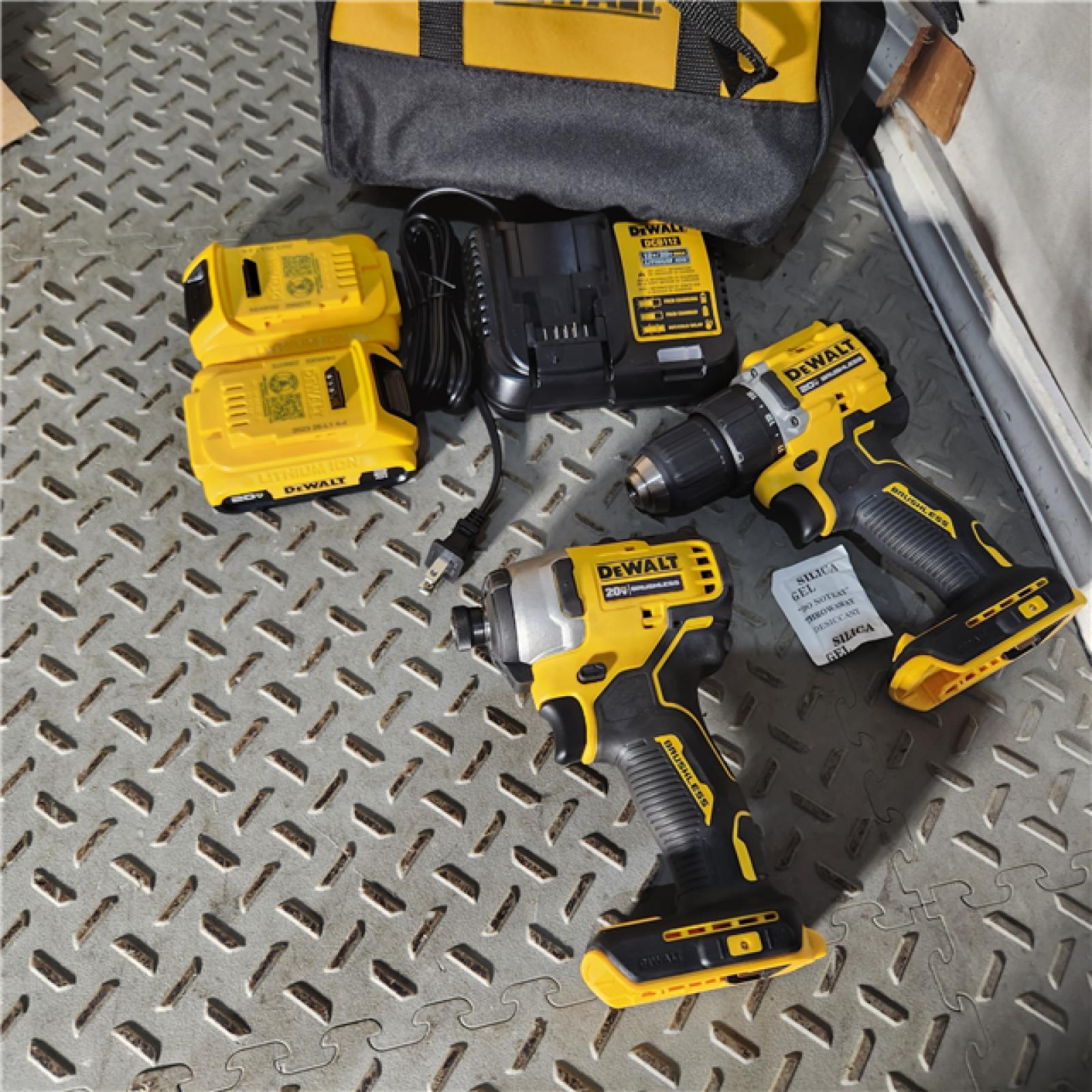 Houston location AS-IS DeWalt DCK225D2 ATOMIC COMPACT SERIES 20V MAX Brushless Drill Driver & Impact Driver 2.0Ah Combo Kit