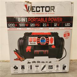 Phoenix Location VECTOR 1200 Peak Amp Automotive Jump Starter, Portable Power - 10W USB Port, 500W Inverter, 120 PSI Air Compressor