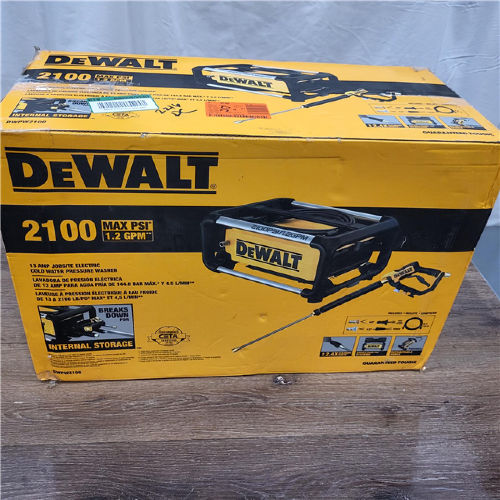 AS-IS DEWALT Electric Pressure Washer  2100 PSI  Jobsite Power Washer DWPW2100