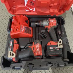 Houston location AS-IS Milwaukee 3697-22 M18 FUEL 1/2 Hammer Driller/Driver &1/4 Hex Impact Driver 2 Tool Combo Kit