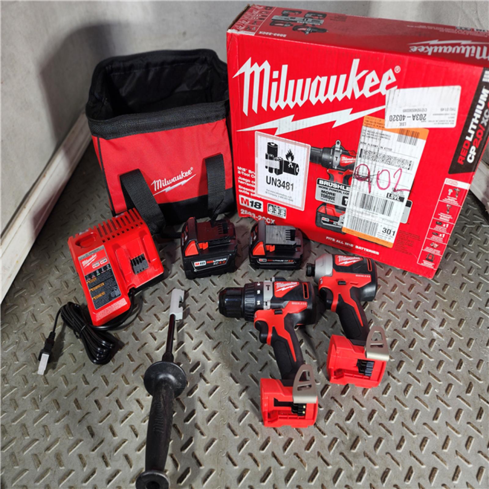 HOUSTON LOCATION - AS-IS (APPEARS LIKE NEW) M18 18V Lithium-Ion Brushless Cordless Hammer Drill/Impact Combo Kit (2-Tool) with 2 Batteries, Charger and Bag