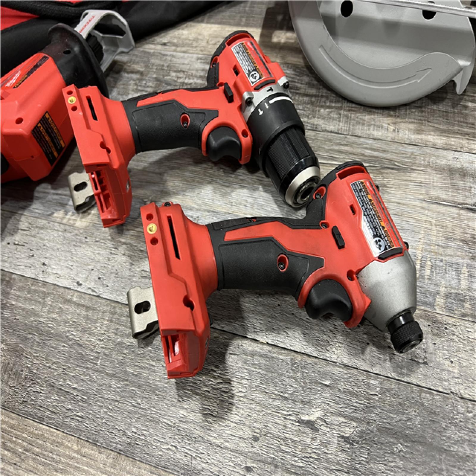 AS-IS MILWAUKEE M18 18-Volt Lithium-Ion Brushless Cordless Combo Kit (4-Tool) with 2-Batteries, 1-Charger and Tool Bag