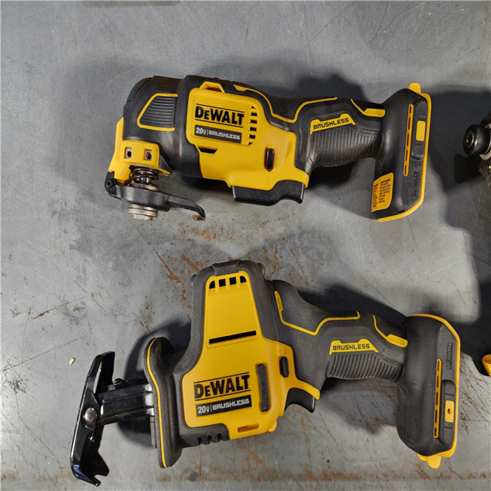 HOUSTON LOCATION - AS-IS DeWalt 20V MAX ATOMIC Cordless Brushless 4 Tool Combo Kit