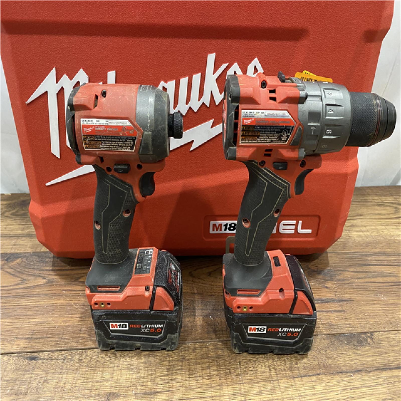 AS IS Milwaukee M18 FUEL 18V Lithium-Ion Brushless Cordless Hammer Drill and Impact Driver Combo Kit (2-Tool) with 2 Batteries