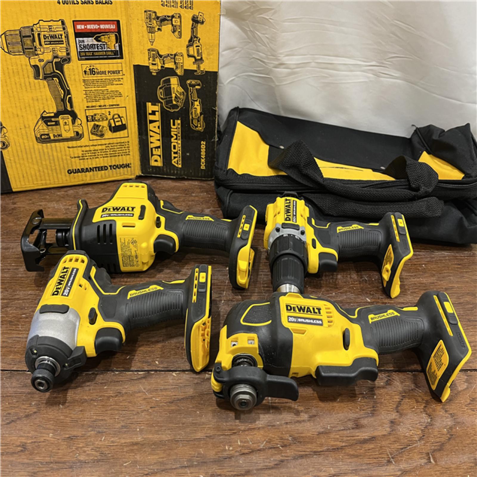 AS-ISDeWalt 20V MAX ATOMIC Cordless Brushless 4 Tool Combo Kit