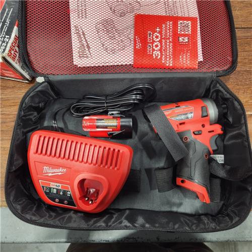 AS-IS Milwaukee M12 FUEL 12-Volt Lithium-Ion Brushless Cordless 1/4 in. Hex Impact Driver Kit with One 2.0 Ah Battery, Charger and Bag