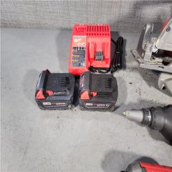 HOUSTON LOCATION - AS-IS MILWAUKEE 4 TOOL COMBO KIT W/ (2) BATTERY & CHARGER