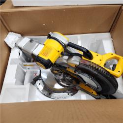 AS-IS DEWALT 15 Amp Corded 12 in. Double Bevel Sliding Compound Miter Saw, Blade Wrench and Material Clamp