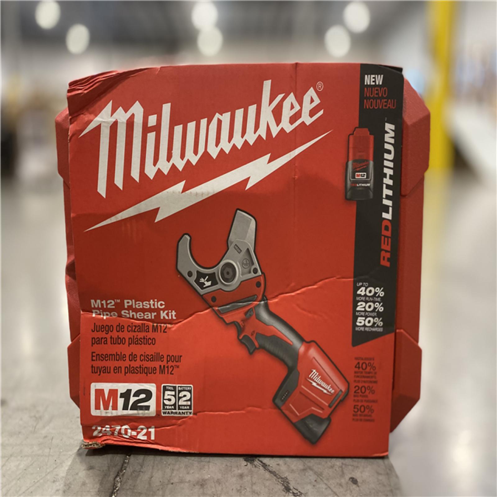 NEW! - Milwaukee M12 12V Lithium-Ion Cordless PVC Shear Kit with One 1.5 Ah Battery, Charger and Hard Case