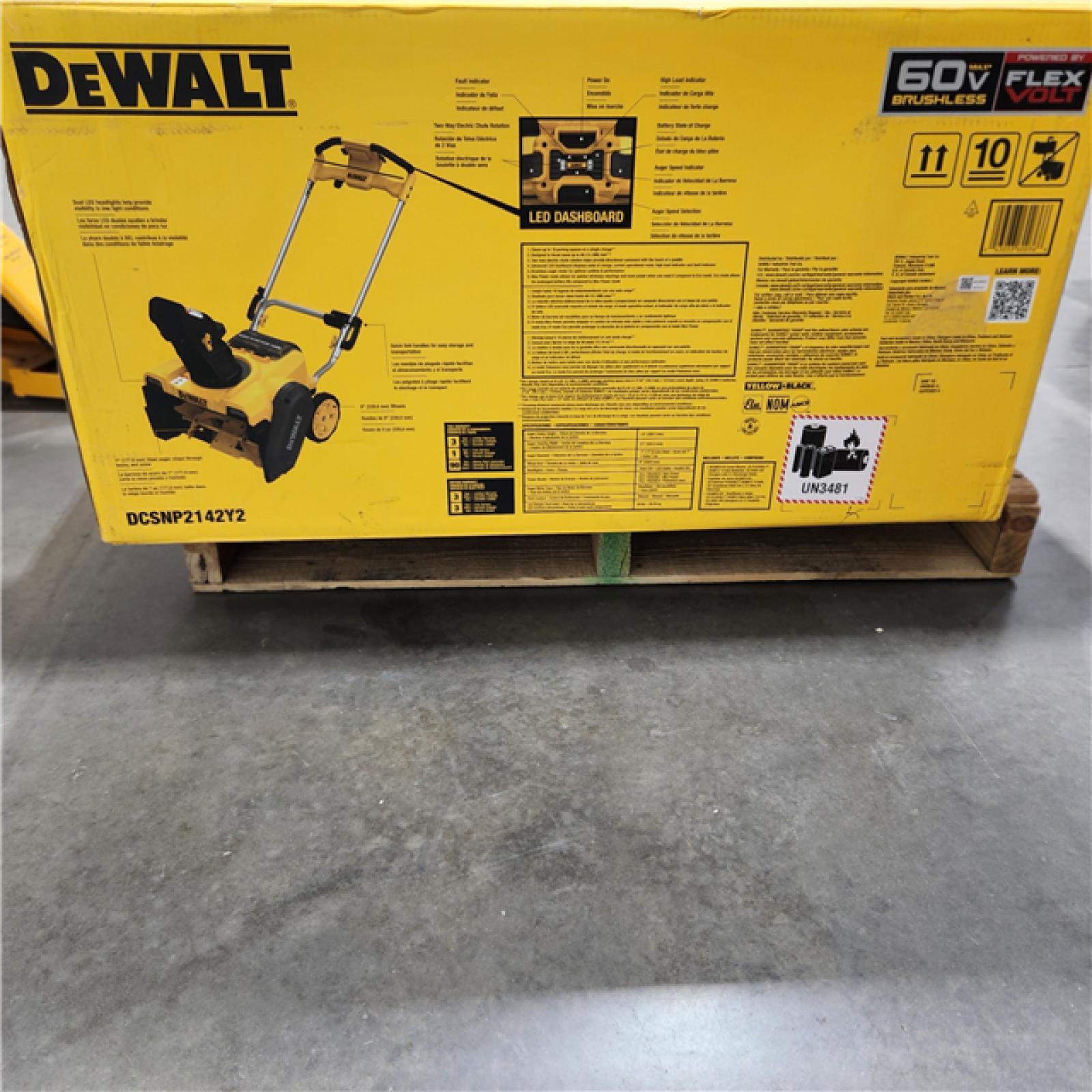 Dallas Location - As-Is DEWALT 60-Volt 21 in. Snow Blower with Two 12.0 Ah FLEXVOLT Batteries and 2 Chargers