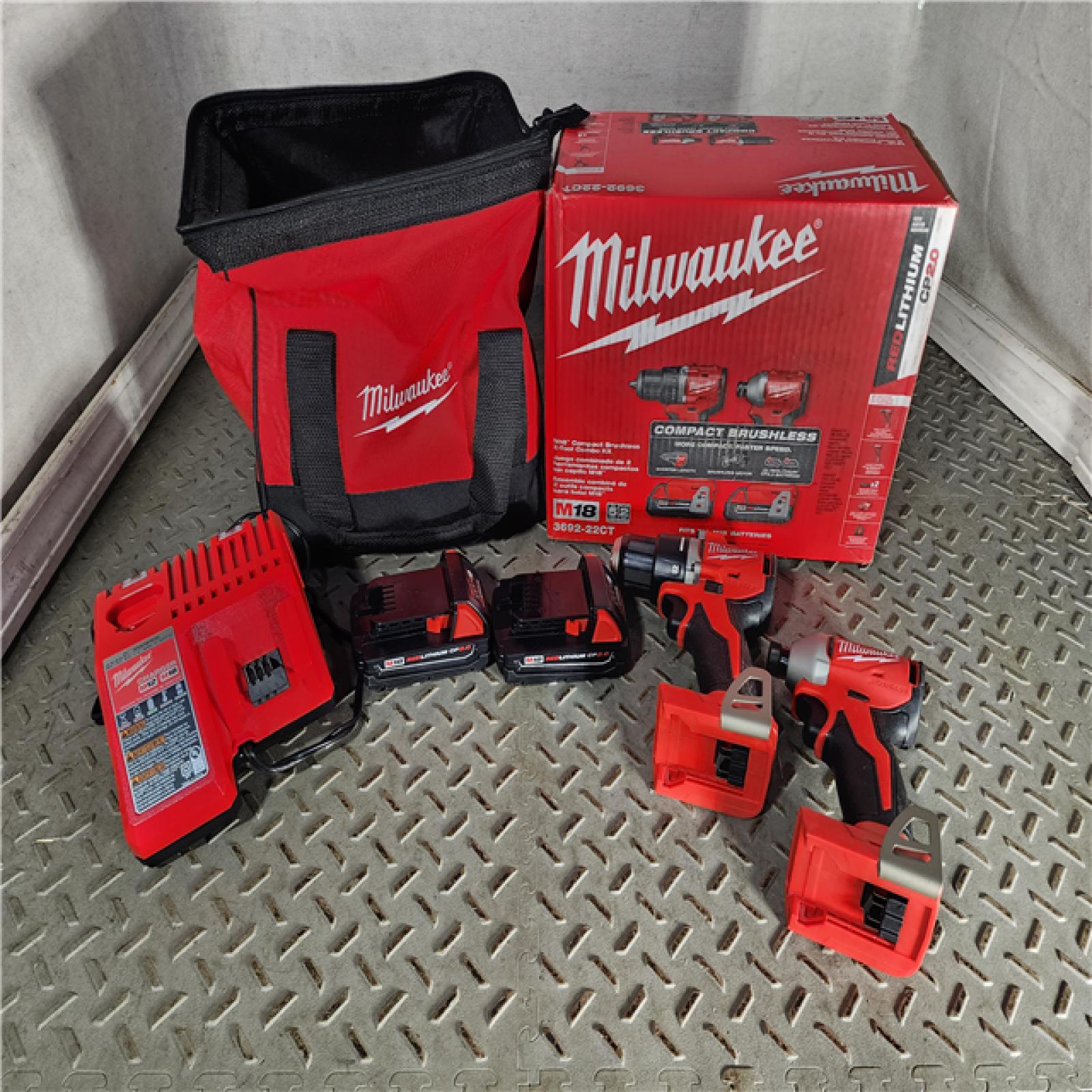 HOUSTON LOCATION - AS-IS Milwaukee M18 Compact Brushless 2-Tool Combo Kit