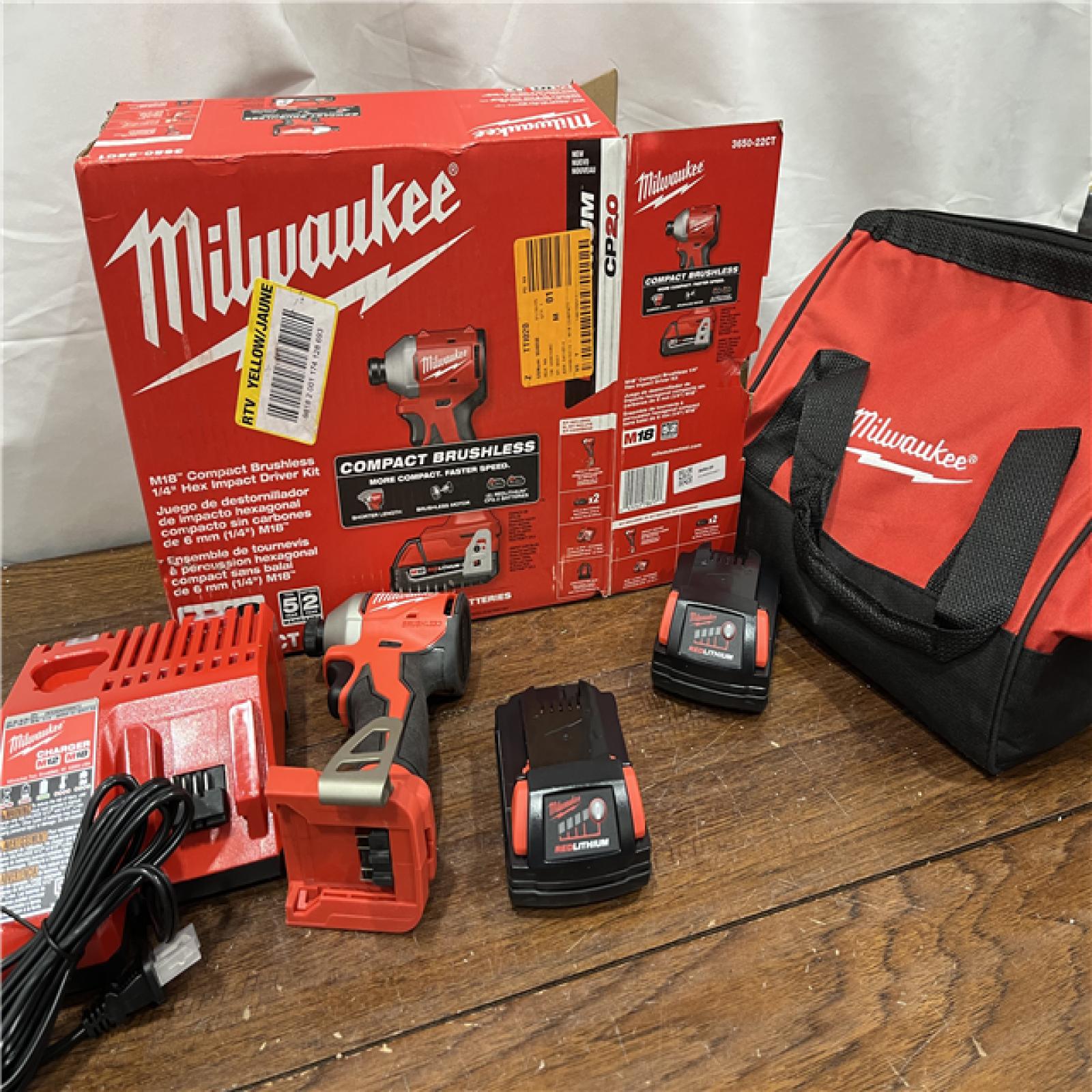 AS-ISMilwaukee M18 Compact Brushless 1/4  Hex Impact Driver Kit