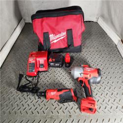 HOUSTON LOCATION - AS-IS M12/M18 12/18V Lithium-Ion Cordless 3/8 in. Ratchet and 1/2 in. High Torque Impact Wrench with Friction Ring Combo Kit