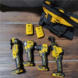 California As-Is Dewalt Brushless 4-Tool Combo Kit (Batteries andTool Bag Included) (MISSING CHARGER)