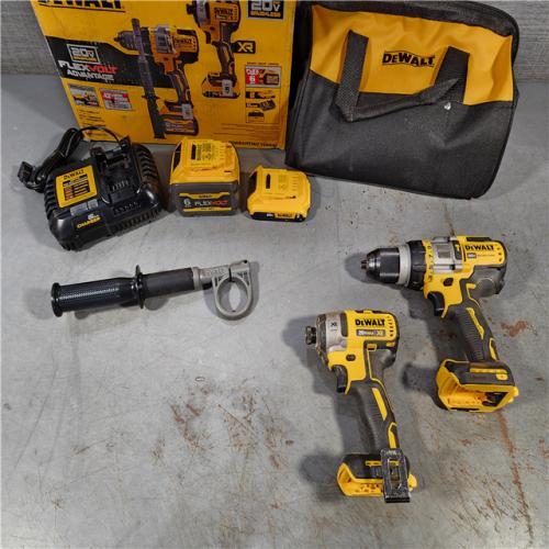 HOUSTON LOCATION - AS-IS DEWALT 20V MAX Cordless Brushless Hammer Drill/Driver 2 Tool Combo Kit with FLEXVOLT ADVANTAGE