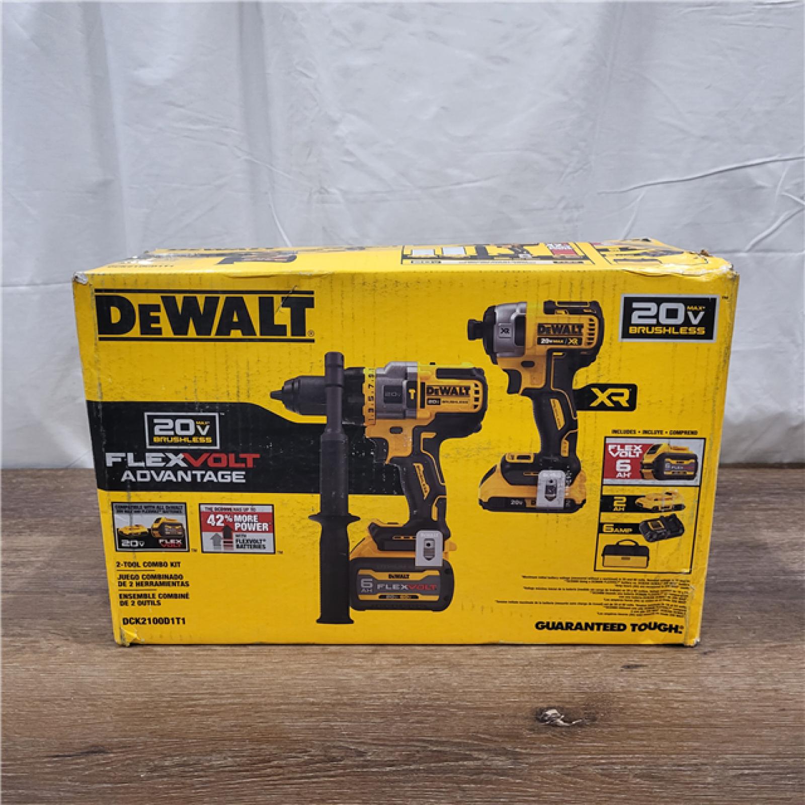 AS-IS 20V MAX Cordless Brushless Hammer Drill/Driver 2 Tool Combo Kit with FLEXVOLT ADVANTAGE