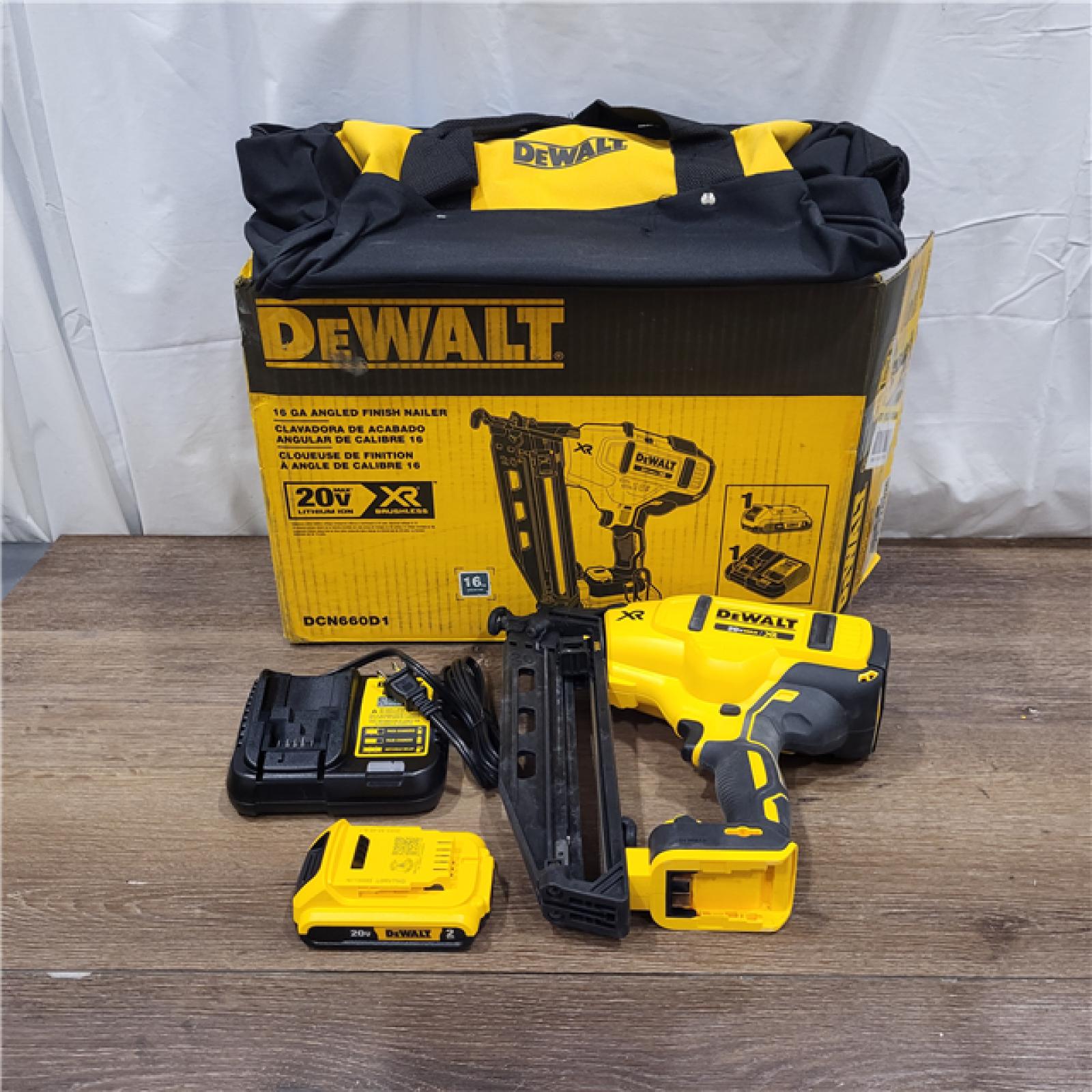 AS-IS DeWalt DCN660D1 20V 16 Gauge Cordless Angled Finish Nailer Kit W/ 2Ah Battery